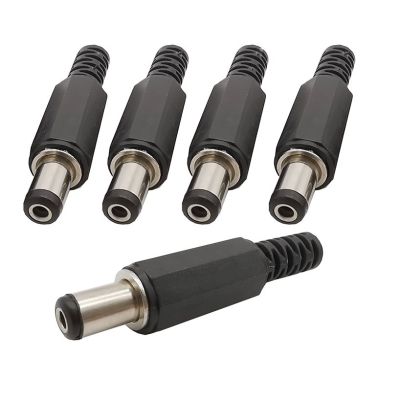 5/10Pcs 5.5X2.1MM DC Power Male Plug Solder Connector 2.1mm x 5.5mm DC Plugs Wire Adapter Black  Wires Leads Adapters
