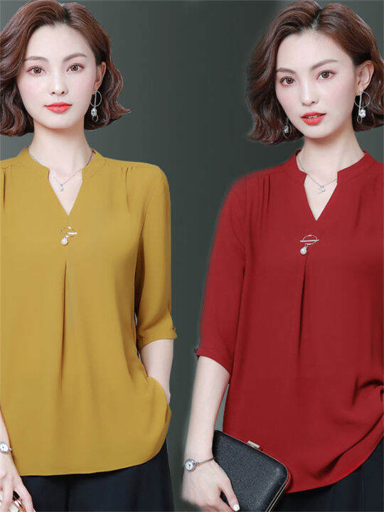 5xl-oversize-women-spring-summer-style-chiffon-blouses-shirts-lady-casual-half-sleeve-v-neck-loose-style-blusas-tops-df2867