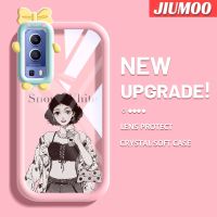 เคส JIUMOO สำหรับ VIVO Y72 5G Y52 5G Y75s 5G เคสแฟชั่นทันสมัยเด็กผู้หญิงสีสันสดใสนิ่มสำหรับเลนส์กันกระแทกแบบใสเคสมือถือเรียบง่ายฝาครอบป้องกันซิลิโคนความคิดสร้างสรรค์โปร่งใส