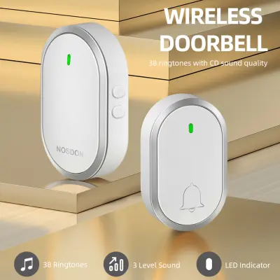 กริ่งประตูไร้สาย กริ่งประตูอัจฉริยะ 60 กระดิ่ง 110DB ออดระยะไกล 300M กันน้ำกันฝุ่น เรียกเบลล์ โฮมเบลล์ กริ่งประตูต้อนรับ แหวนประตู สำหรับบ้าน บ้าน โรงแรม สำนักงาน Wireless Doorbell Smart Door Bell 60 Chime 110DB 300M Long Range Doorbell Waterproof Dustp