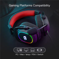 Redragon H510ซุส X สายการเล่นเกมชุดหูฟัง RGB แสง7.1เสียงรอบทิศทางหลายแพลตฟอร์มหูฟังทำงานสำหรับพีซี PS4