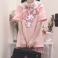 Kawaii Pink Female Clothes Harajuku Cute Cartoon Print T-Shirt Japanese Oversized Short Sleeve Tee Shirt Korean Fashion Clothing