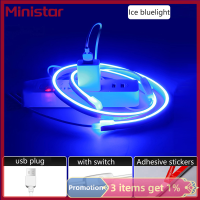 Ministar USB DC 5V ยืดหยุ่นแสงนีออน2835 120 Led/m ริบบิ้นเชือกไฟปากการูปหัวใจไฟสีชนิดเส้น LED พร้อมสวิตช์