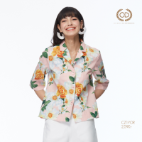 เสื้อผู้หญิง C&amp;D Blouse เสื้อเบลาส์ แขน3ส่วน ผ้าคอตตอน พิมพ์ลาย Morning Peony (CZ1YOR)