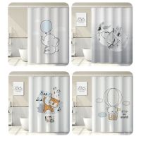 Bathroom Shower Curtain  Punch-Free Thickened Waterproof Anti-Mold Cloth Shower Curtain Bathroom Cartoon Curtain Part