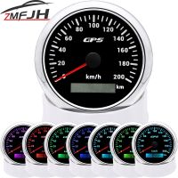 A 85MM GPS Speedometer For Motorcycle Marine Boat 30~200 Kmh Boat Car Truck Speed Gauge Meter With GPS Antenna 7 Color Backlight