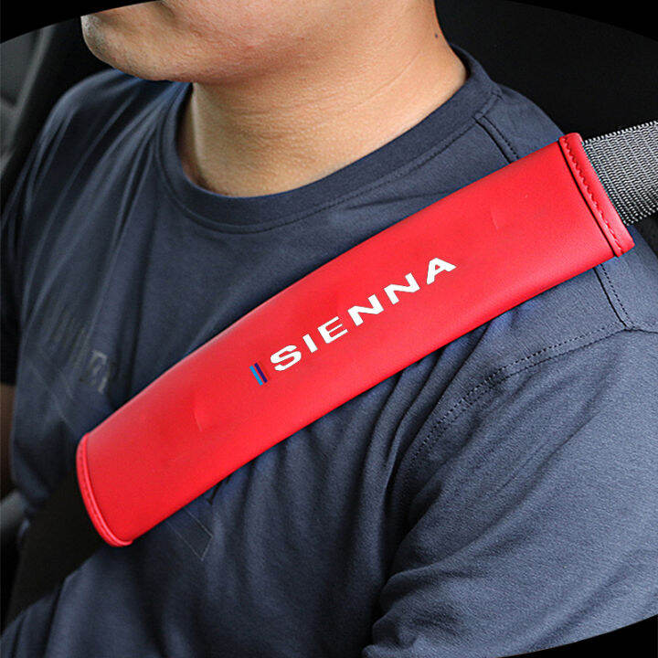 อุปกรณ์เสริมรถยนต์แผ่นนิรภัยหนังสำหรับรถยนต์-2ชิ้นสำหรับ-toyota-sienna-เข็มขัดนิรภัยแบบทั่วไปสำหรับรถยนต์