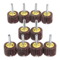 10pcs/KIt Aluminum Oxide Flap Wheels 80 Grit Rotary Tool Grinding Buffing Sandpaper 30mm Head with Mandrel Dremel Accessories