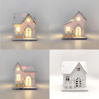 Christmas Tree Wooden Pendant Luminous White Snow House Ornaments New Year Kid Gift Christmas Decoration for Home 2023 Navidad Christmas Ornaments