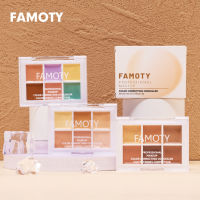 FAMOTY คอนซีลเลอร์สำหรับเครื่องสำอางค์กันน้ำได้คงทนรอยสิว6สีพาเล็ทคอนซีลเลอร์รอยคล้ำใต้ตา