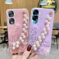 เคสโทรศัพท์ Honor90 Honor 90 Lite 5G Phone Case เคส Huawei Nova Y71 ซองนุ่มใสซิลิโคนแวววาวลายดวงดาวท้องฟ้าพร้อมสายรัดข้อมือสร้อยข้อมือไข่มุก2023