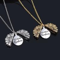 【JH】 European and double-sided sunflower alloy lettering necklace neck chain sun flower retro personality