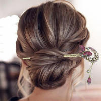 Luxurious Hair Accessories Girls Hair Adornments Vintage Hair Clip Leaf Hair Stick Hair Jewelry With Chain Tassel