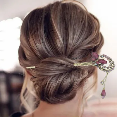 Hairpin With Embedded Crystals Girls Hair Adornments Hair Jewelry With Chain Tassel Leaf Hair Stick Vintage Hair Clip