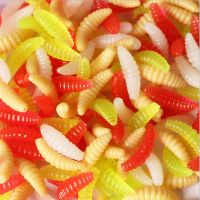 【hot】♈ Promotion 50PCS 2cm 0.3g Maggot Grub Soft Fishing Hooks Smell Worms Shrimps Lures