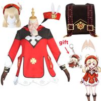 Game Klee Cosplay Costume Game Genshin Impact Woman Halloween Carnival Red Dress Loli Hat Ears Wig Knapsack Full Set Props