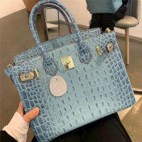 Crocodile Bone Grain Cowhide Platinum Bag There will be 1-2CM deviation in size Cowhide One-Shoulder Messenger Handbag