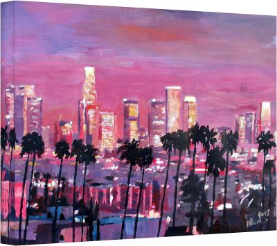 ศิลปะผนัง Los Angeles ทองเส้นขอบฟ้าแกลเลอรี่ห่อผ้าใบงานศิลปะโดย Markus Bleichner