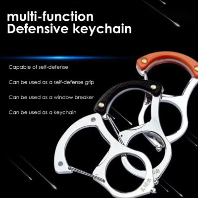 พวงกุญแจรถเหล็กสแตนเลสอเนกประสงค์ป้องกันตนเองเครื่องประดับพวงกุญแจหนีบพวงกุญแจรถจักรยานยนต์ของขวัญ Unisex