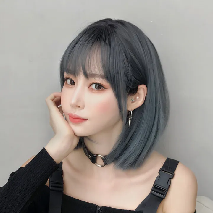 7JHH WIGS Bobo Blue Wig Short Straight Hair Women Wigs with Bang 2022 Charm  Wig for Kids Fashion Bob Wig for Women Synthetic Full Wig with Bangs |  Lazada Singapore