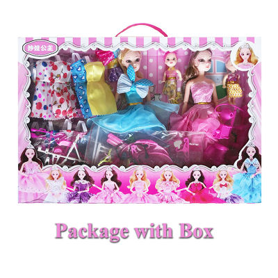 154pcs with Exquisite Gift Box Girl Birthday Present DIY Doll Educational Toy Princess Doll Set Clothes Play House Toy Cosplay