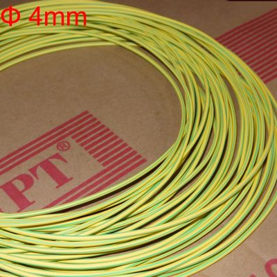 10M 4mm Dia 2:1 Double Color Earth Line Cable Flame Retardant Yellow-Green Yellow &amp; Green Heat Shrinking Shrinkable Tubing Tube Cable Management