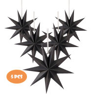 5 Pcs 9-Pointed Paper Star Lanterns 2 Inch Hanging Lampshade Paper Star Pendant Charm Star Shape for Wedding Birhday Party Decor