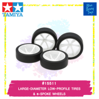 TAMIYA 15511 GP.511 LARGE-DIAMETER LOW-PROFILE TIRES &amp; 6-SPOKE WHEELS รถของเล่น ทามิย่า ของแท้