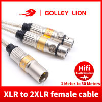 GOLLEY LION สายแยก XLR,3ขาคู่ XLR หญิงชายแพทช์ XLR Y สายสมดุลไมโครโฟนสายอะแดปเตอร์เสียง