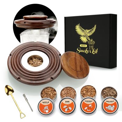 Cocktail Smoker Kit,Smoking Set with 4 Wood Chips,Old Fashioned Whiskey Smoker Drinks Kit,Cocktail Accessories for Whiskey,Drink