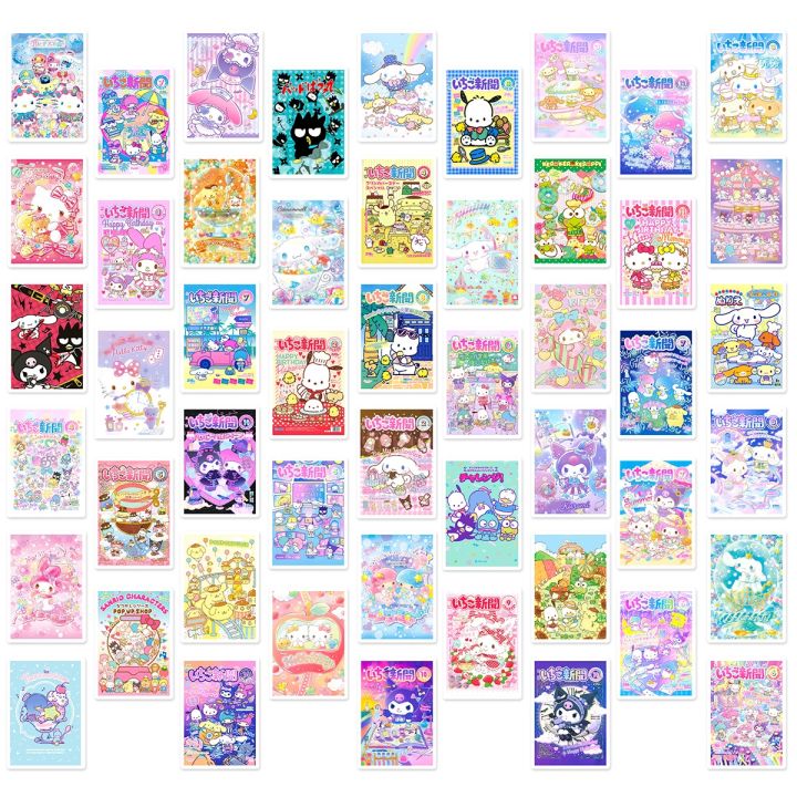 lz-10-50pcs-cartoon-sanrio-poster-stickers-kuromi-hello-kitty-cinnamoroll-kids-girls-suitcase-laptop-phone-cute-stickers-kids-toy