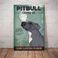 Pitbull Metal Tin Sign Pitbull Coffee Co. Long Lasting Flavor Funny Poster Cafe BarArt Wall Decoration Plaque Gift metal plate