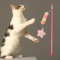 Cat Stick Toy Kitten Teaser Wand Interactive Toy Elastic Rope Plush Ball Star Pendant Bite-resistant Comfortable Grip Relieve Bo Toys