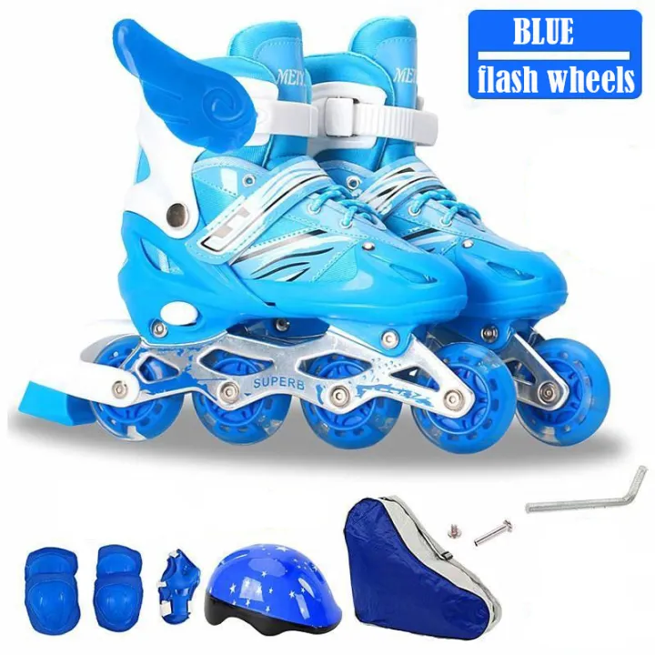 【Ready Stock】1 Set Skate Shoes for Kids Roller Blade Flash Roller