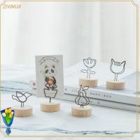 ZHIMUA 1 PC DIY เครื่องประดับเดสก์ท็อป สมุดบันทึก ที่ใส่ไม้กลม กรอบรูป ข้อความสนับสนุนซ้าย คลิปภาพ