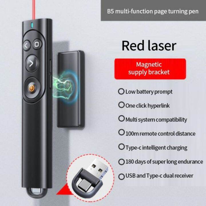 Wireless Presenter Remote Control Presentation Remote Clicker Red Light ...