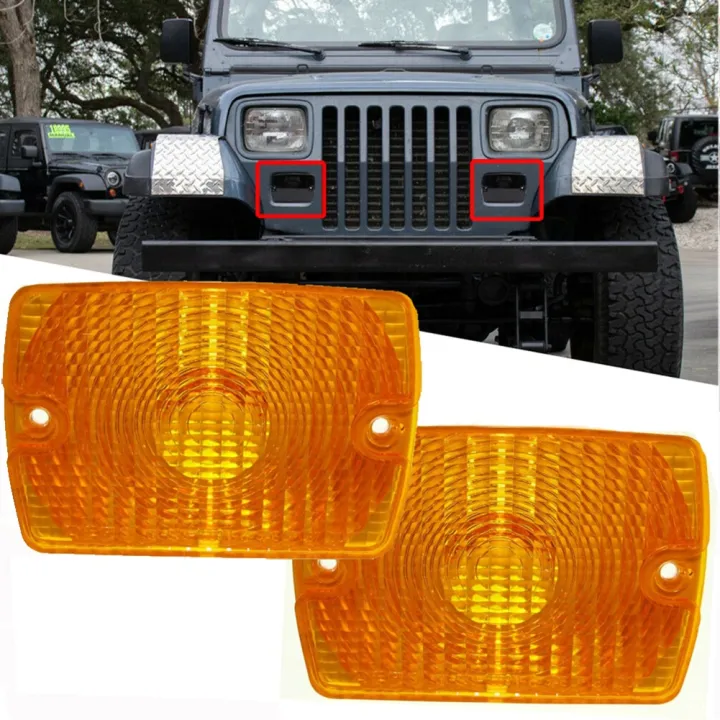 2Pcs Car Front Turn Signal Parking Lights Housings Waterproof Amber For