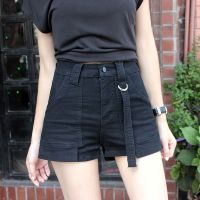 กางเกงขาสั้น summer shorts denim girls summer high waist wide leg shorts a-line outerwear hot pants