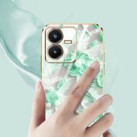 เคสหรูหราสำหรับ Vivo Y22 Y22S ภาพสีน้ำมันที่ทันสมัยกันกระแทกเคสโทรศัพท์โทรศัพท์พร้อมฟรีสายคล้อง