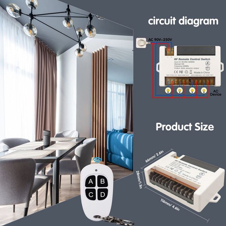 wireless-relay-remote-control-switch-relay-remote-control-panel-433-92-mhz-rf-ac90-250v-10a-relay-receiver-with-2-remote-control