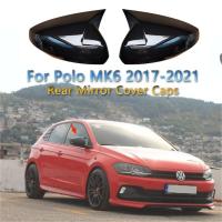 สำหรับ Volkswagen POLO MK6 2ชิ้นกระจกมองหลังรถยนต์สีดำเงากรอบฝาปิดขอบ POLO 6 MPI GTI GTD TSI TDI 2017-2021