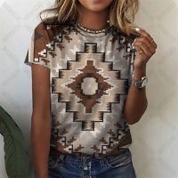 Ethnic Aztec Traditional Graphic 3D Printed T-shirts For Women Summer Cool Boho Streetwear Girls Loose Vintage Tees Vintage Tops