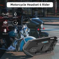 【LZ】▣  Impermeável motocicleta capacete fone de ouvido interfone redução de ruído 6 Rider comunicação MP3 GPS 1200m Bluetooth 5.0 DSP