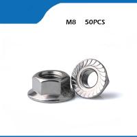 Gratis Pengiriman 50 Buah Benang Metrik DIN6923 M8 304 Stainless Steel Hex Flange Nut Hexagon Nut dengan Flange M8 Kacang kacang