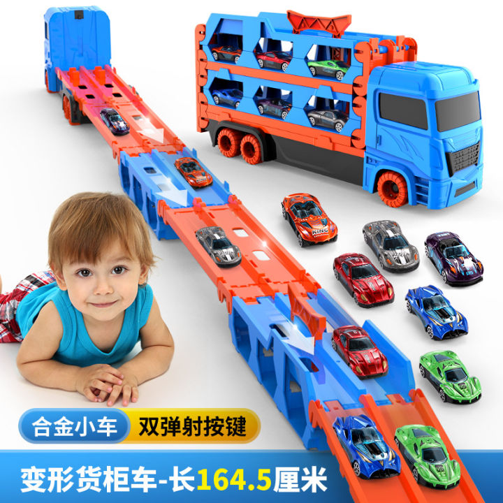 รถรางขนาดใหญ่ที่เปลี่ยนรูปได้-รถโลหะผสม-รถบรรทุกตู้คอนเทนเนอร์-รถดีดออก-รถของเล่นเด็กสำหรับเด็กผู้ชาย