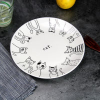 Cute Cat Ceramica 8 Inch Dinner Plate Dish 6 Dessert Plate Snack Plate Cake Plate Decoration Tableware Dinner Set