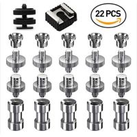 ❀▩ Camera Screw 1/4 and 3/8 Inch Converter Threaded Screws Adapter Mount Flash Hot Shoe Tripod Light Stand Plate 1/4 to 3/8 Set