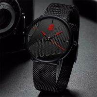 （A Decent035）นาฬิกา SimpleMen 39; S Hourfor Men MeshMasculino Clock นาฬิกาข้อมือแฟชั่น Creative