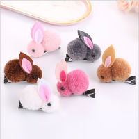 Cute Three-Dimensional Barrettes Plush Rabbit Ears Autumn Womens Hair Rope Childrens Elastic Furry Hair Ring Bunny