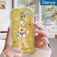 Dienya เคสสำหรับ OPPO A5 2020 A9 2020เคสลายการ์ตูนตุ๊กตาน่ารักหมีลายคลื่นเคสโทรศัพท์โปร่งใสนิ่มใหม่ปลอกซิลิโคนกันกระแทกเคสใสป้องกันเลนส์กล้อง